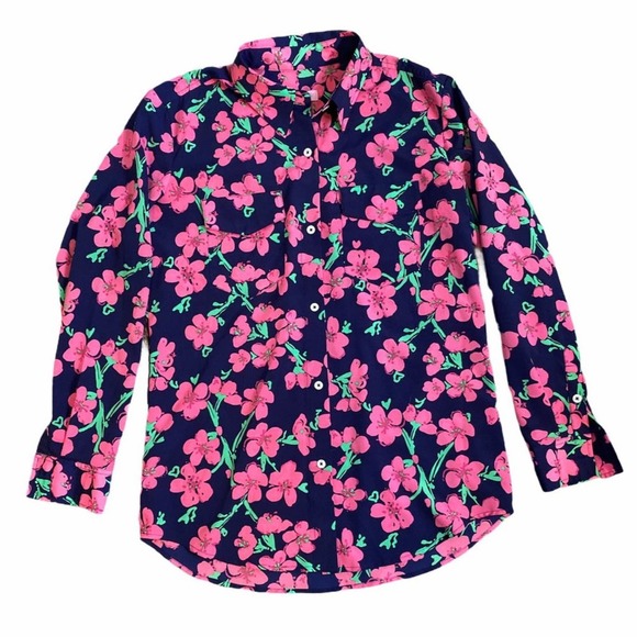 Lilly Pulitzer Tops - Lilly Pulitzer Long Sleeve Pink Floral Shirt Small